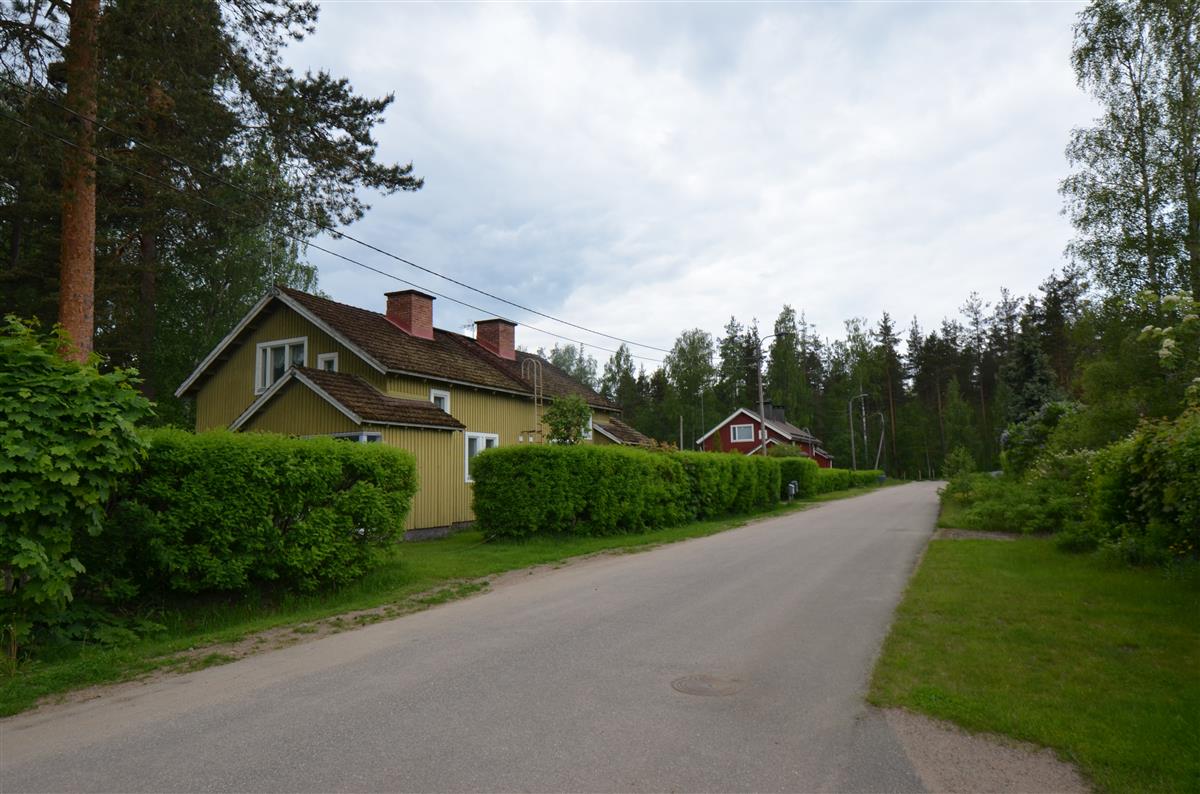 Näkymä Säterikujalta pohjoisen suuntaan, kuvassa Säterikuja 4 ja 6.&nbsp;(Päivi Makkonen&nbsp;2025)
